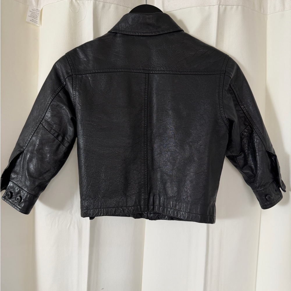 Vintage 90’s Cropped Black Leather Jacket - Picture 2 of 15